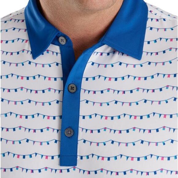 Foot Joy Men's Flag White Banner Print Lisle Golf Polo Shirt Size 2XL - Picture 3 of 7